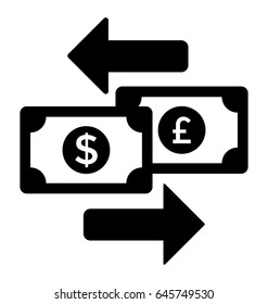 Currency Exchange Glyph Vector Icon