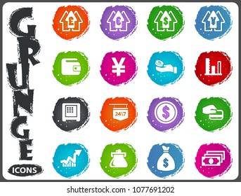 Currency exchange grunge icons for user interface design