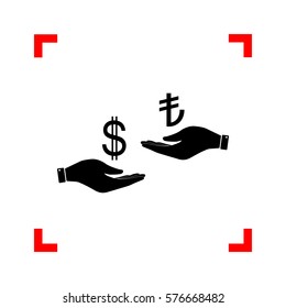 Currency exchange from hand to hand. Dollar and Turkey Lira. Bla