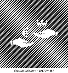 Currency exchange from hand to hand. Euro and Won. Vector. Icon. Hole in moire background.