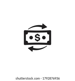 Currency exchange icon black vector illustration