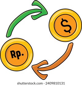 Icono de cambio de moneda. Objetos de negocio Ilustración de elementos gráficos con un estilo diferente en un fondo transparente.