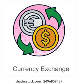 Concepto de icono de cambio y cambio de moneda