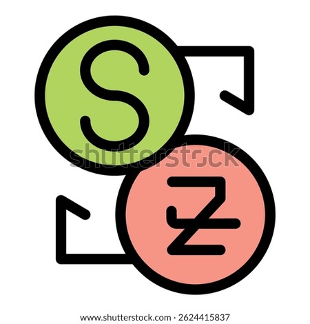 Currency exchange icon converting polish zloty to szloty, money, finance, payment, business and investment concept