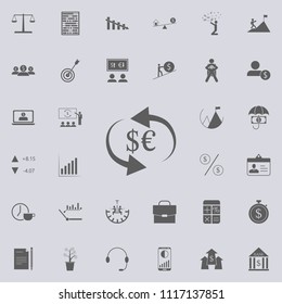 currency exchange icon. Detailed set of Finance icons. Premium quality graphic design sign. One of the collection icons for websites, web design, mobile app on colored background