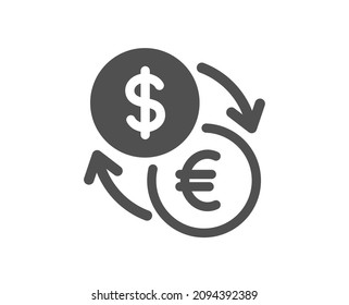 Currency exchange icon. Dollar to Euro money sign. Convert currency symbol. Classic flat style. Quality design element. Simple currency exchange icon. Vector