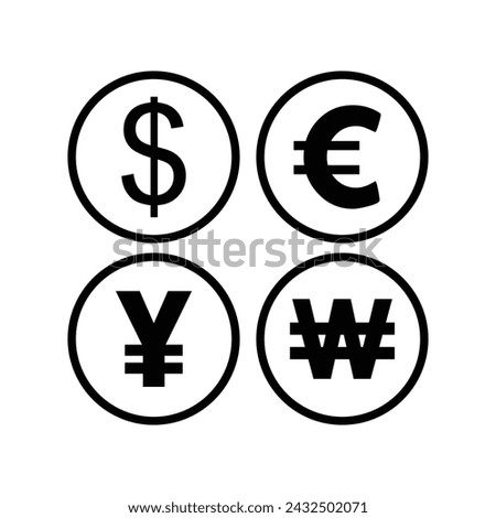 Currency exchange icon. Dollar, Euro, Yen. Vector illustration. resources graphic element design. Vector illustration with application UI theme