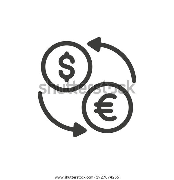 Currency\
exchange icon. Dollar and euro sign with\
arrows.