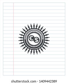 currency exchange icon draw (pencil strokes). Vector Illustration. Detailed.