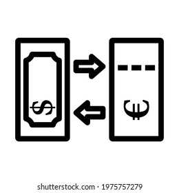 Currency Exchange Icon. Editable Bold Outline Design. Vector Illustration.