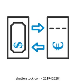 Currency Exchange Icon. Editable Bold Outline With Color Fill Design. Vector Illustration.