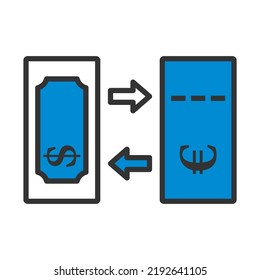 Currency Exchange Icon. Editable Bold Outline With Color Fill Design. Vector Illustration.