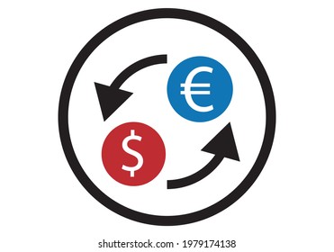 
Currency exchange icon, euro dollar and vice versa