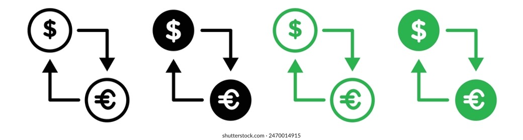 Currency exchange icon featuring global currencies, perfect for international finance and travel agencies