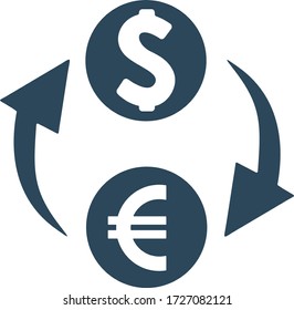 Currency exchange icon. Global money conversion sign. Finance, economy, banking concept.