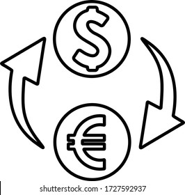 Currency exchange icon. Global money conversion sign. Finance, economy, banking concept.