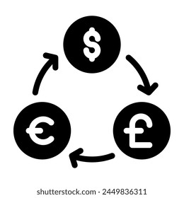 currency exchange icon glyph style, suitable for web and mobile app.
