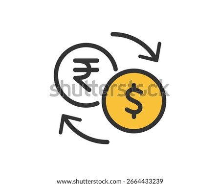 Currency Exchange Icon Indian Rupee to US Dollar Vector Illustration