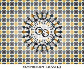 currency exchange icon inside arabesque style emblem. arabic decoration.