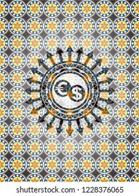currency exchange icon inside arabesque badge. arabic decoration.