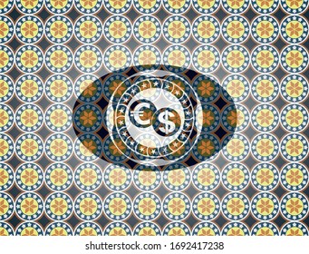 icono de cambio de divisas dentro de la placa arabesca. decoración árabe.