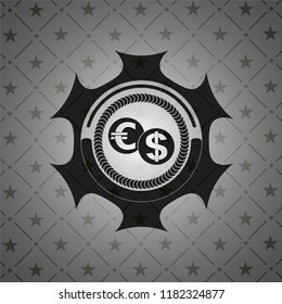 currency exchange icon inside black emblem. Vintage.
