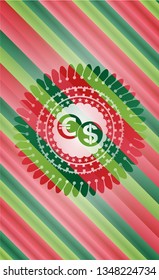 currency exchange icon inside christmas emblem.