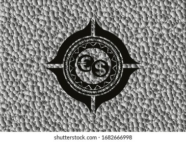 icono de cambio de moneda dentro del emblema oscuro con fondo de burbujas. Retro. Ilustración vectorial. Detallado.