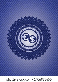 currency exchange icon inside jean background