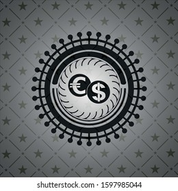 currency exchange icon inside retro style black emblem
