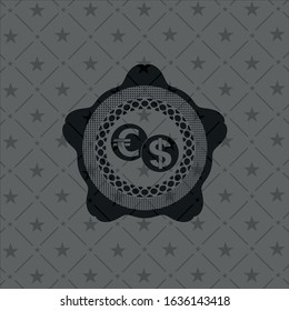 currency exchange icon inside retro style black emblem