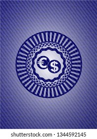 currency exchange icon with jean texture