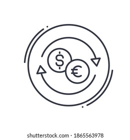 Currency exchange icon, linear isolated illustration, thin line vector, web design sign, outline concept symbol with editable stroke on white background.