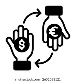 Icono de cambio de divisas Ilustración vectorial mixta