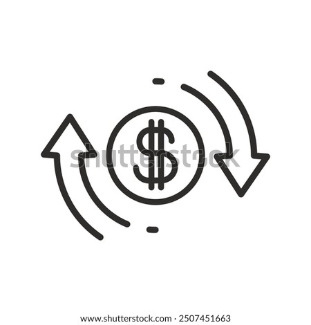 currency exchange icon, money and arrows, financial transactions, simple vector illustration