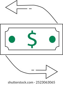 Ícone Câmbio de Moeda, ícone câmbio de dinheiro, ícone fluxo de caixa, Pagamento Rápido, Transferência de Fundo, ciclo de dinheiro, Entrada de Caixa, ícone de negócios