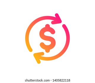 Currency exchange icon. Money Transfer sign. Dollar in rotation arrow symbol. Classic flat style. Gradient usd exchange icon. Vector