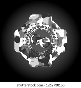 currency exchange icon on grey camo texture