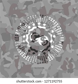 currency exchange icon on grey camouflage pattern