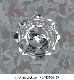 currency exchange icon on grey camouflage texture