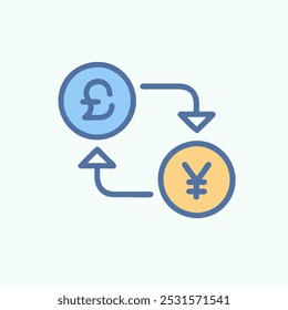 Currency Exchange icon with Pound and Yen.