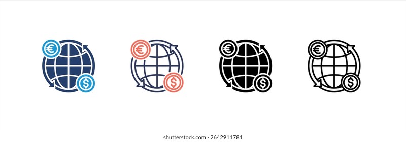 Currency Exchange icon set multiple style collection