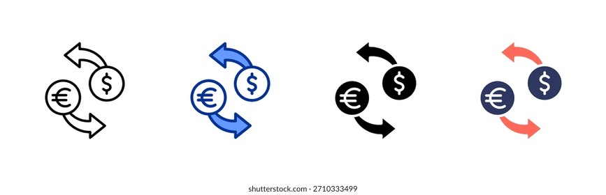 Conjunto de iconos de cambio de moneda colección de varios estilos