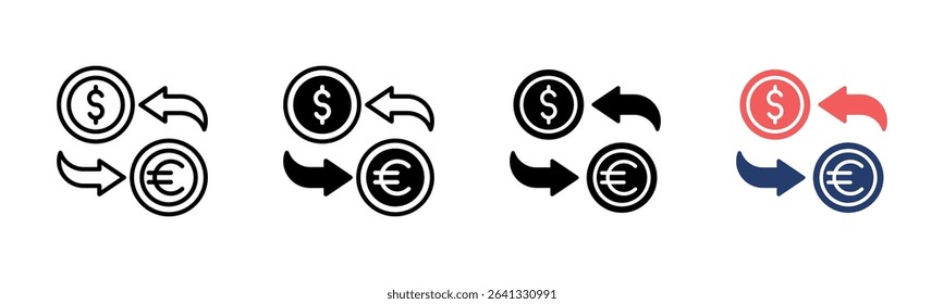 Currency Exchange icon sheet multiple style collection