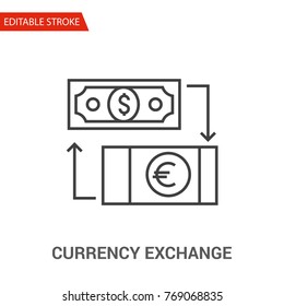 Currency exchange Icon. Thin Line Vector Illustration. Adjust stroke weight - Expand to any Size - Easy Change Colour - Editable Stroke - Pixel Perfect