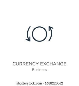 Currency exchange icon. Thin linear currency exchange outline icon isolated on white background from business collection. Line vector sign, symbol for web and mobile