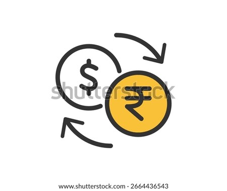 Currency Exchange Icon US Dollar to Indian Rupee Vector Illustration