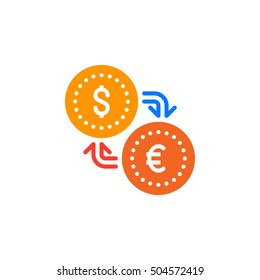 Currency exchange icon vector, filled flat sign, solid colorful pictogram isolated on white, logo illustration