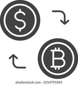 Imagen vectorial de icono de Cambio de Divisas. Adecuado para aplicaciones web móviles y medios de impresión.