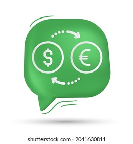 currency exchange icon vector in speech bubble - Modern design